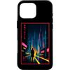 Japanese Cyber Punk City Urban Streetwea Custodia per iPhone 16 Pro Max Un uomo cammina Cyberpunk City Testo giapponese Arte futuristica