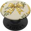 Yellow Aesthetics Gifts Elegante giallo Coquette Bow Ribbon Foglie PopSockets PopGrip Adesivo