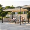 UISEBRT Pergola in metallo, 3 x 4 m, impermeabile, stabile, resistente all'inverno, gazebo con tetto a lamelle, tettoia parasole autoportante, con tetto scorrevole, per giardini e terrazze, beige
