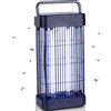 BAKAJI Zanzariera Elettrica Anti Zanzare Mosche 2 Lampade UV Elettroinsetticida Antizanzare con Maniglia per Trasporto e Piedini Antiscivolo Struttura in Metallo Nero (16 Watt)