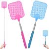 AYESY Scacciamosche Estensibile, 2 Pezzi Manuale Paletta Mosche Manico Telescopico Acciaio Inossidabile Regolabile da 26.5cm a 73cm Robusto Scaccia Mosche per Prevenire Mosche Zanzare (Rosa e Blu)