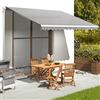 Fengshui Tenda da sole antracite e bianco, 4 x 3 m, tessuto di ricambio per terrazza, in poliestere resistente ai raggi UV, con 1 telo principale e 1 mantovana, tessuto leggero per tenda da sole per balcone