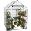 Baroni Home Serra da Giardino con Copertura in PVC Trasparente, Telaio in Acciaio Resistente, Porta Avvolgibile con Cerniera, Protezione da Pioggia, Vento e Uccelli (Casetta Grande)