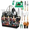 Domigard Set di Attrezzi da Giardinaggio 12 Pezzi, Utensili in Acciaio Inossidabile Anti-Ruggine con Manico in Legno Antiscivolo, per Trapiantare e Potare, Giardinaggio Regalo per Uomo e Donna