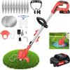 AUTOFU Tagliabordi a batteria - tagliabordi da giardino senza fili con batteria da 1,5Ah e 12 lame in metallo, set tagliaerba da 21V con altezza regolabile, 10000 giri al minuto, per lavori di giardinaggio