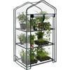 Baroni Home Serra da Giardino con Copertura in PVC Trasparente, Telaio in Acciaio Resistente, Porta Avvolgibile con Cerniera, Protezione da Pioggia, Vento e Uccelli (3 Ripiani)