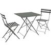 Alice's Garden sweeek Set Tavolo da Giardino Pieghevole in Acciaio con 2 sedie, 70cm Verde Kaki - 70x70x71 cm