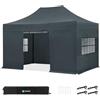 VONROC Gazebo Tenda per Feste 3x4,5 m con Pareti Laterali - Easy‑Up, Impermeabile 420D PVC, UV 50+, Struttura in Acciaio, Borsa con Ruote Grigio