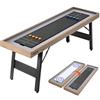 VEVOR Tavolo Gioco da Shuffleboard e Curling Gambe Pieghevoli 2,1 m Legno, Gambe Pieghevoli Superficie Liscia, Set di Accessori, 8 Dischi, 2,1 x 0,6 x 0,8 m, per Sala Giochi, Famiglia, Bar, Feste