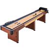 VEVOR Tavolo di Gioco Shuffleboard Piano Antigraffo 3,7m in Legno 8 Dischi, Finitura in Legno Rustico, Set di Accessori, 8 Dischi, Set da Bowling, 3,7 x 0,6 x 0,8 m, per Sala Giochi, Famiglia, Bar