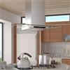 Tidyard Cappa da Cucina a Isola in Acciaio Inox e Vetro con Display LCD