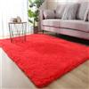 Highdi Tappeto Salotto Moderno Colore Solido Avanzato Tappeto Shaggy a Pelo Lungo Tappeto Camera da Letto Soffice Antiscivolo Lavabile Tappeti Moderni per Soggiorno (120x160cm,Rosso)