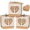 Ulikey 50pz Scatole Battesimo, Albero della Vita Scatoline Bomboniere Portaconfetti in Carta Kraft, con Etichette e Corda di Canapa, per Comunione Battesimo Matrimonio Laurea Nascita Cresima (Cuore)