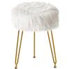 IBUYKE vanity chair, peloso sgabello per trucco ottomano, bianco L/G-32W