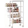 HOMCOM Carrello Cucina 4 Cestelli Estraibili in Metallo 40x24x82 cm Bianco | Carrello Portaoggetti Multiuso, Ruote Girevoli, per Soggiorno Ufficio Lavanderia