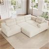 Piaenon Divano combinato modulare in ciniglia, struttura in schiuma piena senza cornice, a forma di L o U, senza montaggio, per soggiorno e camera da letto, beige