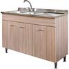 Yellowshop | Mobile cucina sottolavello a 3 ante cm 120x50 colore Olmo completo di lavello inox serie Basic (Versione Dx)
