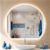 CLP Specchio Bagno LED semicircolare, dimmer Touch, 3 tonalita Luce, antiappannamento, Specchio a Parete Senza Cornice Baloni, Dimensione: