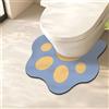 Highdi Tappetino a U per WC, Forma Zampa Gatto Tappetini Bagno WC Diatomite Assorbente Asciugatura Rapida Tappeto WC Bagno Antiscivolo Tappeto Bagno per WC Tappeti Bagno WC (Blu)