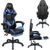 A.M.C. Sedia da Gaming Reclinabile, Poltrona Ufficio girevole, con rotelle, ergonomica, poggiatesta e cuscino lombare, Portata: 125kg (BLU)