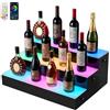 Acryvic LED illuminato bottiglia di liquore display scaffale, 3 livelli 14,6 pollici, acrilico alcol whisky rack con telecomando RF per la barra di casa, 18 modalità 9 colori statici (3 Livelli)