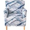 Highdi Copripoltrona Elasticizzato, Elegante Stampa Club Poltrona Copridivano 1 Posto con Braccioli, Universale Morbido Fodera per Poltrona, Imovibile Lavabile per Hotel Salotto (Blu Acqua)