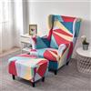 Highdi 2-Pezzi Copripoltrona con Orecchie Elasticizzato e Copri Pouf Moda Copridivano da 1 Posto con Fodera per Cuscino Lavabile per Strandmon Bar Soggiorno Camera da Letto (Multicolore)