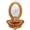 SHALOM - Acquasantiera in Legno D'ulivo Sacra Famiglia. Altezza 15,5 Cm