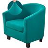 Highdi Copripoltrona 1 Posto Chesterfield Elasticizzato 2 Pezzi Tinta Unita Fodere Poltrona da Cocktail Antiscivolo con Coprisedile per Bar Soggiorno Camera da Letto Club (Turchese)