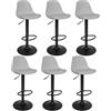 LANTUS Set di 6 Coppia Sgabello da Bar Moderno Sgabello Alto con schienale in Simipelle Sedia Alta da Cucina Regolabile Girevole-6pc-B grigio chiaro