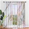 Highdi Tende Trasparenti per Interni con Occhielli, 2 Pezzi Tende Voile con Sfumato Effetto Moderno Tende Semitrasparenti per Camera da Letto, Cucina, Soggiorno (280x275cm,Marmo 7)