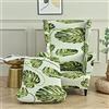Highdi 2-Pezzi Copripoltrona con Orecchie Elasticizzato, Elegante Fiori Copridivano da 1 Posto Strandmon con Fodera per Cuscino, per Bar Soggiorno Camera da Letto Reception (Piante Verdi)