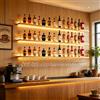 Pazcalie 100cm Portabottiglie da parete espositore per bottiglie di vino a 3 ripiani Portavini murale LED con portabicchieri da liquore, mensola vino ad ampia capacità ideale per bar domestici e cucine