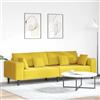 sephironlbb Divano giallo, 250 x 77 x 76 cm, in velluto, 4 posti, con nucleo a molle e imbottitura in schiuma, mobili per soggiorno moderno, struttura in compensato stabile, braccioli quadrati, ideale