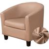 Highdi Copripoltrona 1 Posto Elasticizzato in Pelle Impermeabile Tinta Unita Chesterfield Fodere Copripoltrona da Cocktail con Coprisedile Antiscivolo Universale per Hotel Salotto (Cachi)