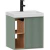 UEV Mobile Bagno a Righe Verticali con Lavabo in Resina, 49x37x50cm, Verde | Mobiletto Bagno Sospeso con Lavabo in Resina con Rubinetto al Centro, Unico Design e Praticità
