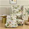Highdi 2-Pezzi Copripoltrona con Orecchie Elasticizzato, Elegante Fiori Copridivano da 1 Posto Strandmon con Fodera per Cuscino, per Bar Soggiorno Camera da Letto Reception (Beige)