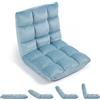RELAX4LIFE Sedia da Terra Imbottita, Poltrona Pieghevole, Schienale Regolabile a 14 Livelli, Cuscino da Pavimento con Fodera in Peluche e Struttura in Acciaio, per Yoga, Meditazione (Verde)