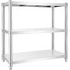 NotomaOOV Scaffale da cucina in acciaio inox a 3 ripiani, per carichi pesanti, 80 x 80 x 40 cm, per gastronomia, tavolo da cucina con ripiani regolabili, portata 30 kg per ripiano, per dispensa, bagno