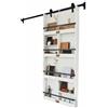 Loberon Besançon Porta Scorrevole - Soluzione Contenitiva Originale e salvaspazio - Legno di Mango e Ferro con Finitura Anticata, Bianco/Nero