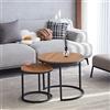 BenyLed Set di 2 Tavolino da Caffè Rotondo a Incastro, Tavolino da Divano in Stile Metà Secolo, Grande: 60 * 60 * 45cm, Piccolo: 40 * 40 * 35cm (Marrone scuro)