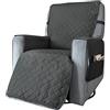 Highdi Copripoltrona Relax Reclinabile Trapuntato Impermeabile Universale Copridivano 1 Posto con Tasche Laterali e Fascia Elastica, Lavabile, Antiscivolo, Antivegetativo (Grande,Grigio Scuro)