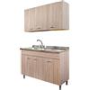 Yellowshop | Composizione cucina 120 cm versione dx o sx 3 ante finitura Olmo con lavello, scolapiatti e pensile serie Basic (Versione Dx)