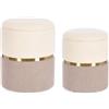 Decor Space Poltrona Pouf Radinka per interno, con struttura in mdf e compensato Set da 2 pezzi Bianco - Rosa