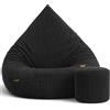 Slevobox Pouf Poltrona Sacco con Poggiapiedi 95x95x120 cm - Velluto a Coste Poltrona Pouf Sacco XXL da Interno - Morbido e Confortevole - Bean Bag per Adulti e Bambini - Mobili per Soggiorno