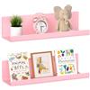 WELDUN Set di 2 mensole galleggianti, da parete, per esporre immagini, mensole decorative da parete per soggiorno, camera da letto, bagno, cucina, ufficio, lavanderia, plastica, rosa