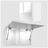 Milionmeblicom Mobilietto Pensile da Bagno Laura Salvaspazio Mobile da Parete Sospeso Armadietto Pieghevole con Apertura Telescopica Mobilietti Illuminazione a LED Bianco Lucido, 39 cm x 60 cm x 23 cm