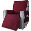 Highdi Copripoltrona Relax Reclinabile Trapuntato Impermeabile Universale Copridivano 1 Posto con Tasche Laterali e Fascia Elastica, Lavabile, Antiscivolo, Antivegetativo (Grande,Borgogna)