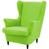 Highdi 2 Pezzi Copripoltrona con Orecchie Elasticizzato, Tinta Unita Copridivano da 1 Posto con Fodera per Cuscino, Lavabile per Reception Bar Soggiorno Camera da Letto (Verde)