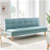 BAKAJI Divano Letto Reclinabile Clic Clac 3 Posti Reclinabile, Rivestimento in Tessuto, Seduta Imbottita ad Alta Densità e Ergonomica, Gambe in Legno, Apertura e Chiusura Facilitata (Celeste)